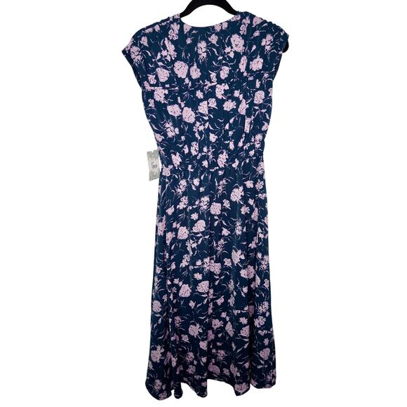 Tuckernuck Hyacinth House Navy & Blush Abstract Floral Amanda Midi Dress Sz XS - Picture 5 of 5